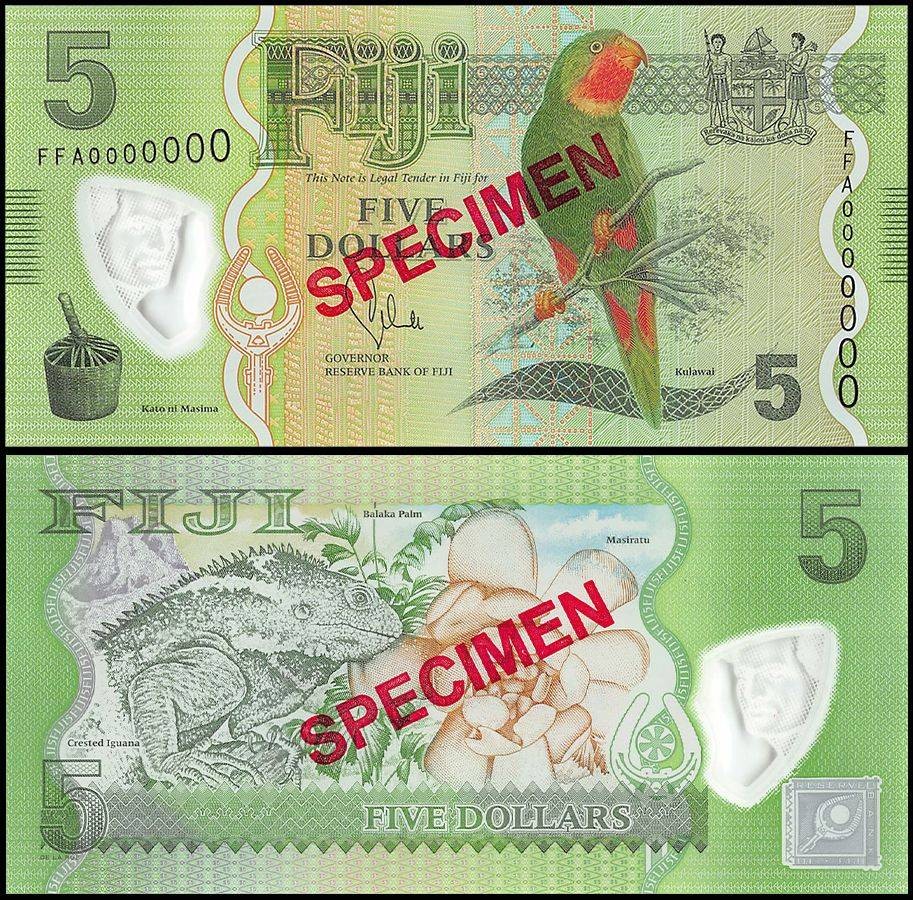 Fiji 5 Dollars, 2013 ND, P-115s, UNC, Specimen, Polymer