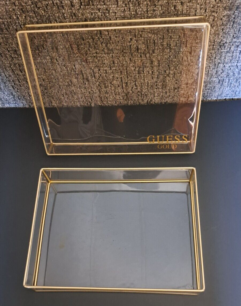 GUESS Gold Perfume Clear Vanity Storage Box EMPTY Box Only EUC