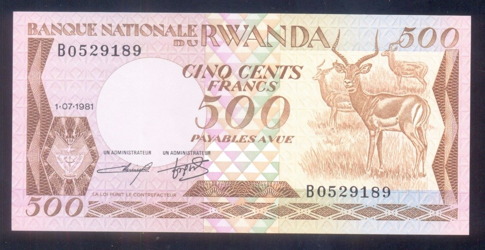Rwanda500 Francs 1981  P16  UNC