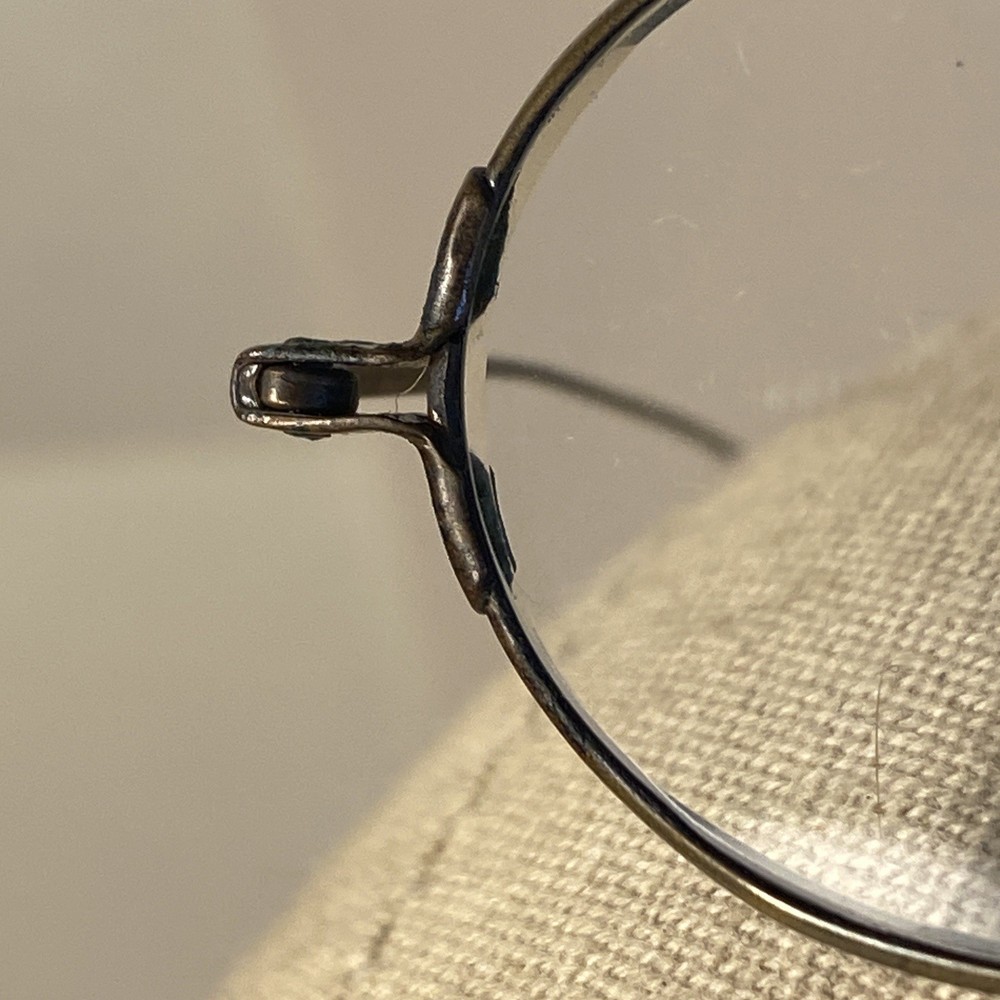 Antique Eyeglass Frames Metal Saddle Bridge Brass Wire Temple Early Frames