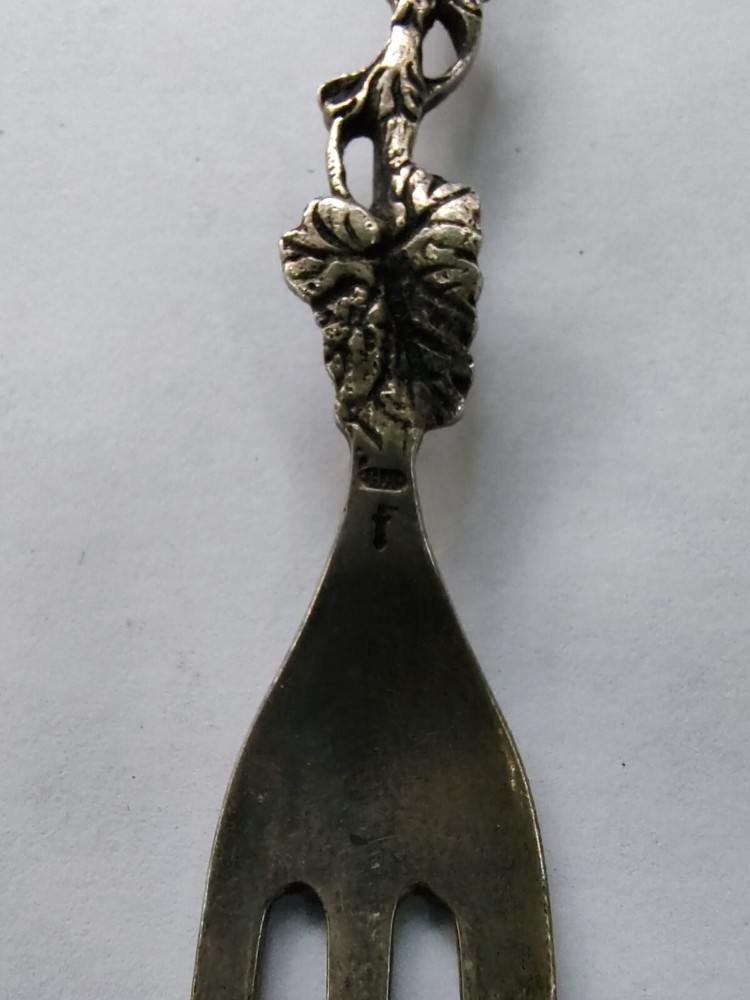Antique Dutch Silver Cake Fork with Grapevine Pattern Signed H. Hooykaas 1943