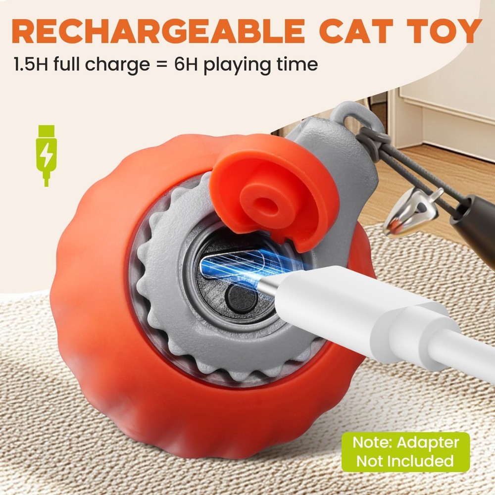 Interactive Smart Cat Toy - Automatic Moving Ball with Rechargeable Tail