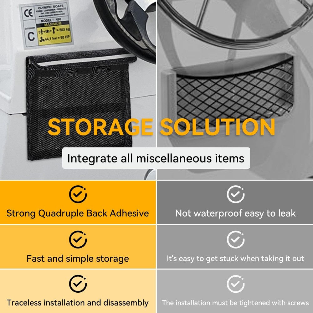 Boat Storage Bag, Boat Storage Caddy Organizer, Reflective Leak-Proof Mesh Ba...
