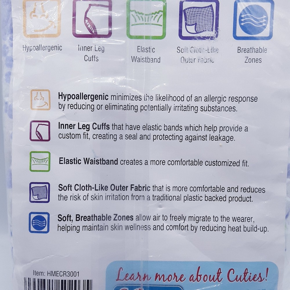 NOS Cuties Size 3 Premium Diaper *SAMPLE* 2 diaper package 7-13lbs