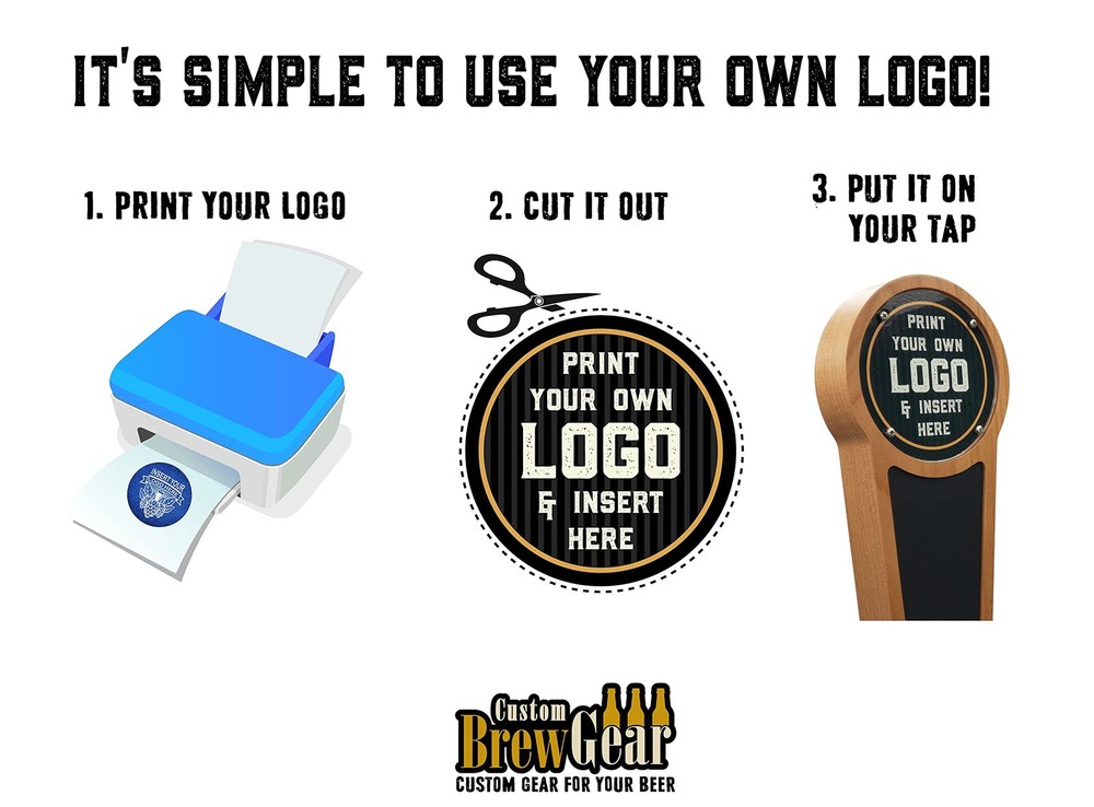 Chalkboard Beer Tap Handle with Changeable Logo - Walnut - Keg Tap Handle