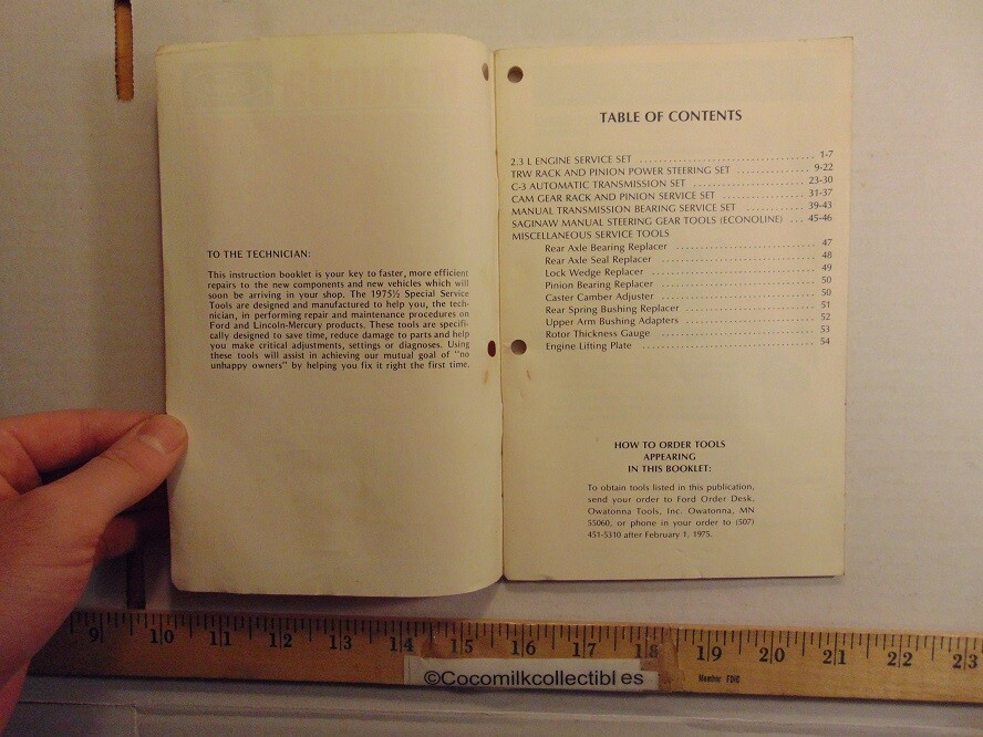 Vintage Ford Rotunda 1975 1/2 Essential Service Tools Instruction Manual