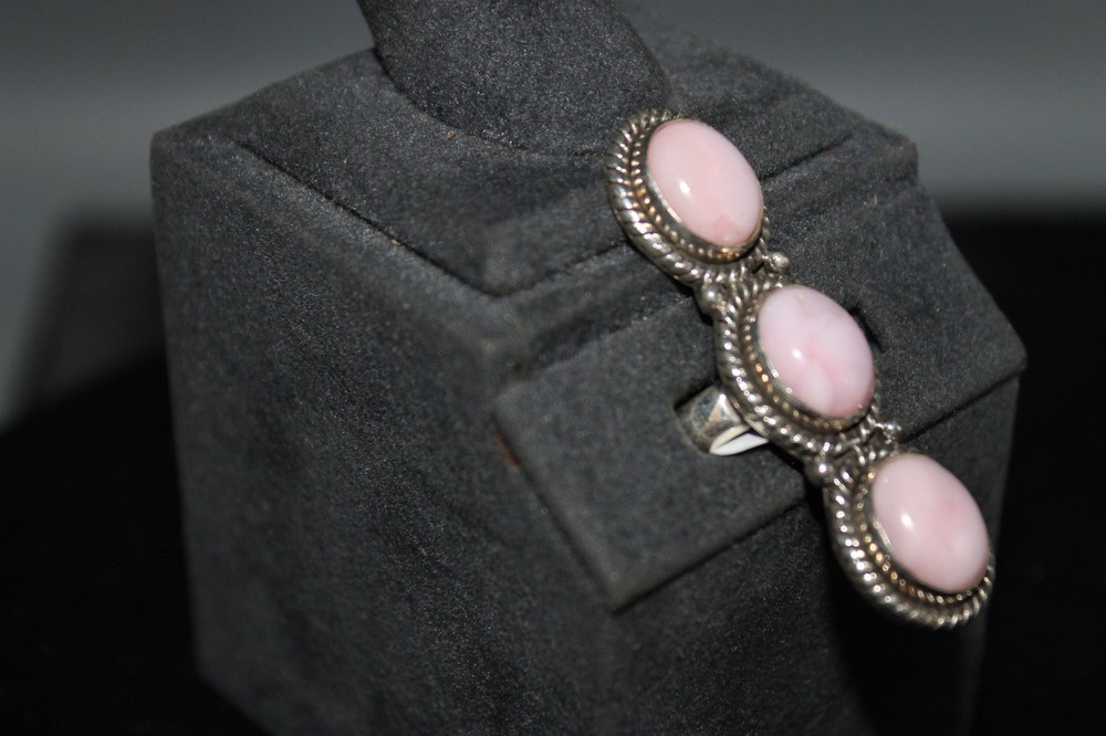 Pink Opal and Sterling Silver Ring