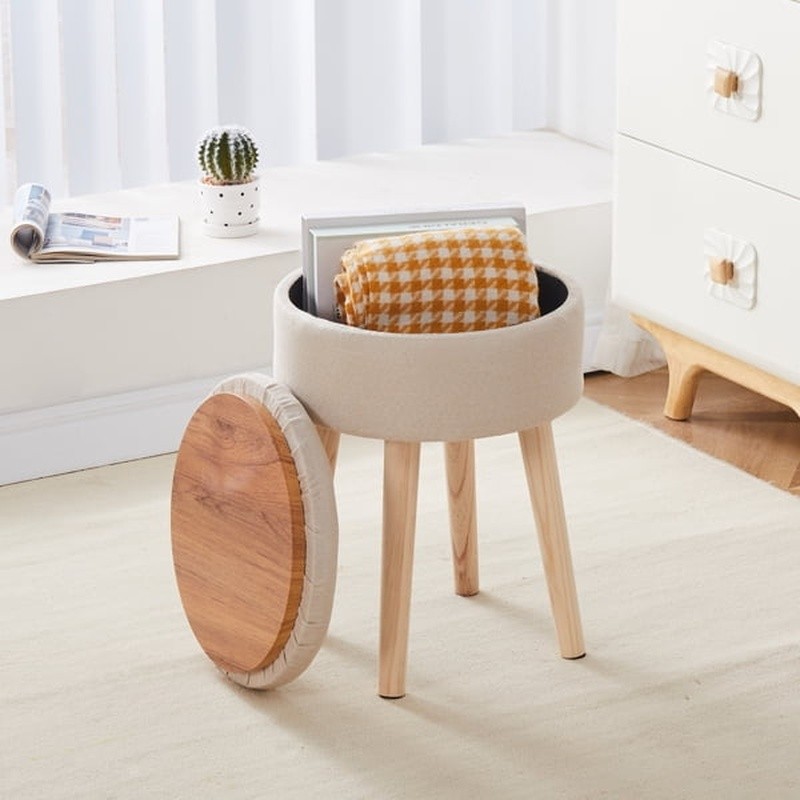 Multifunctional Ottoman Footrest Stool W/ Hidden Storage Easy Assembly New