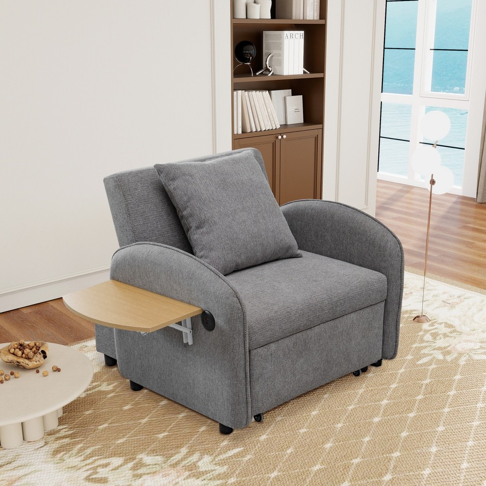 Convertible Sofa Bed Chair 3 in 1 Pull-out Sofa Bed w/ Computer Board & USB Port