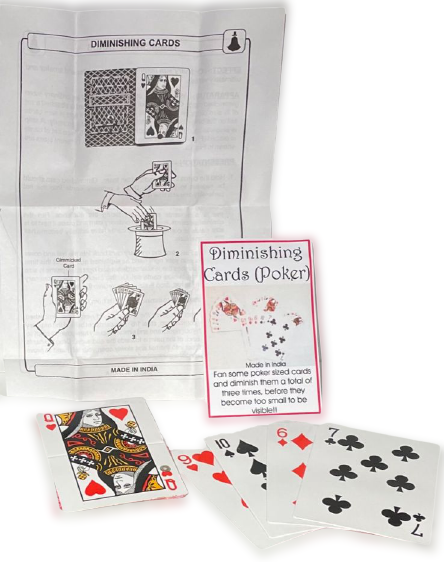DIMINISHING PLAYING CARDS FAN Change Magic Trick Shrinking Tiny Gimmick Close Up