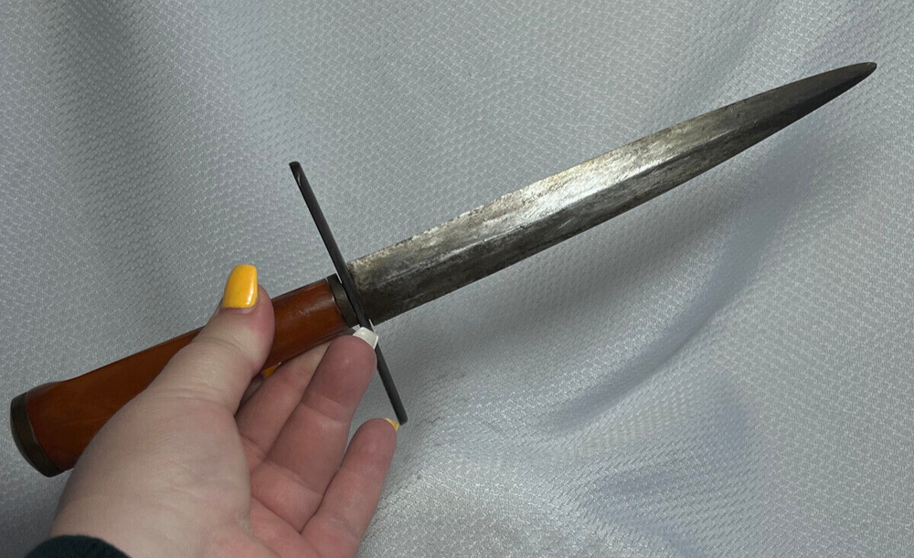 WW1 WW2 Dagger Butterscotch Swirl Bakelite Handle Dbl Edge Single Blade Knife