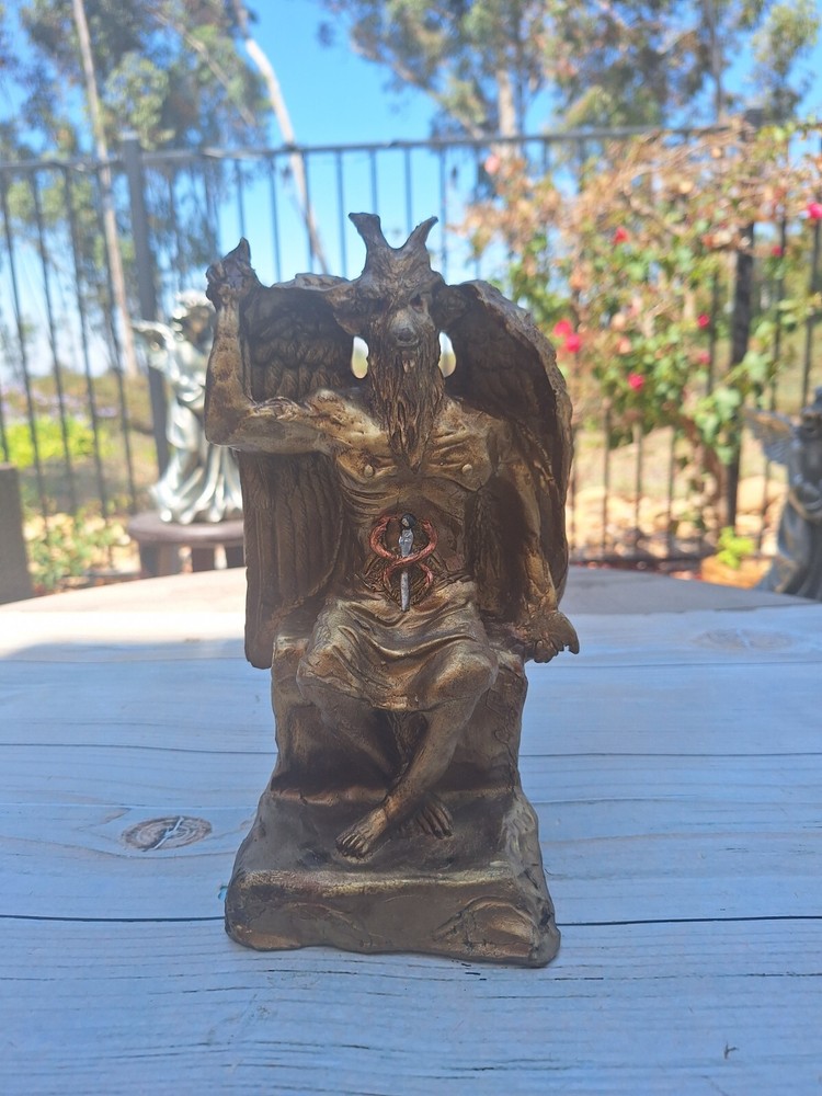 Templar Sabbatic Goat Baphomet Satan Seating Down Color Gold/ Devil /Evil /10X6