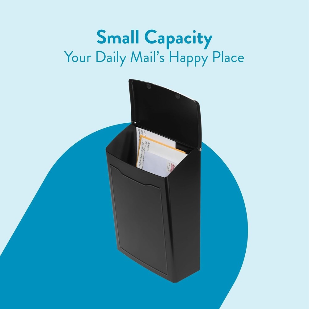 Architectural Mailboxes 2681B Black Marina Wall Mount Mailbox, Small,