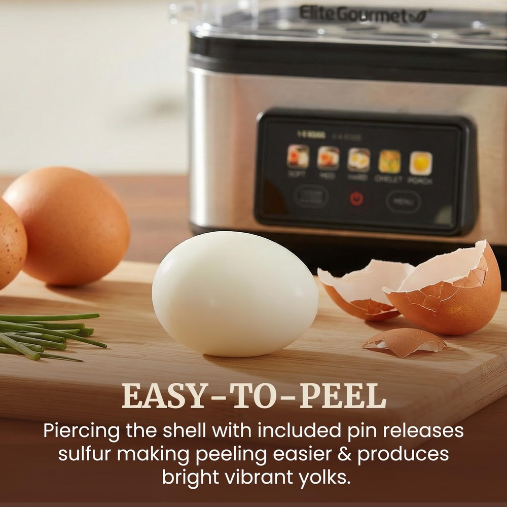 Digital Egg Cooker, 6 Egg Capacity, Soft/Medium/Hard Boiled, Poach & Omelet, ...