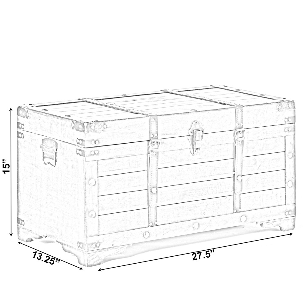 New Rustic Large Wooden Storage Trunk with Lockable Latch