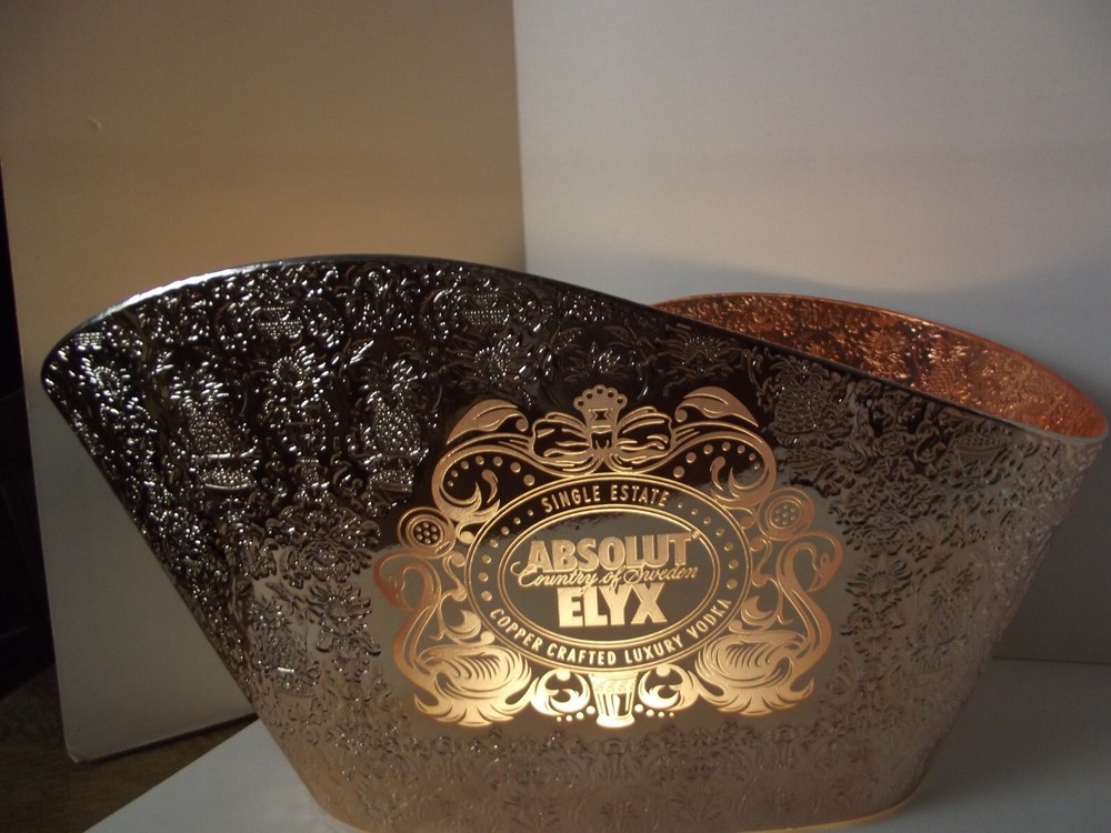 ABSOLUT ELYX Demask Copper Ice Bucket Illuminated Display LED White