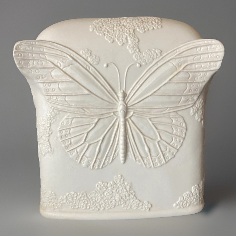 Ceramic Bisque Embossed Butterfly & Floral Tissue Box Cover First Coast Designs