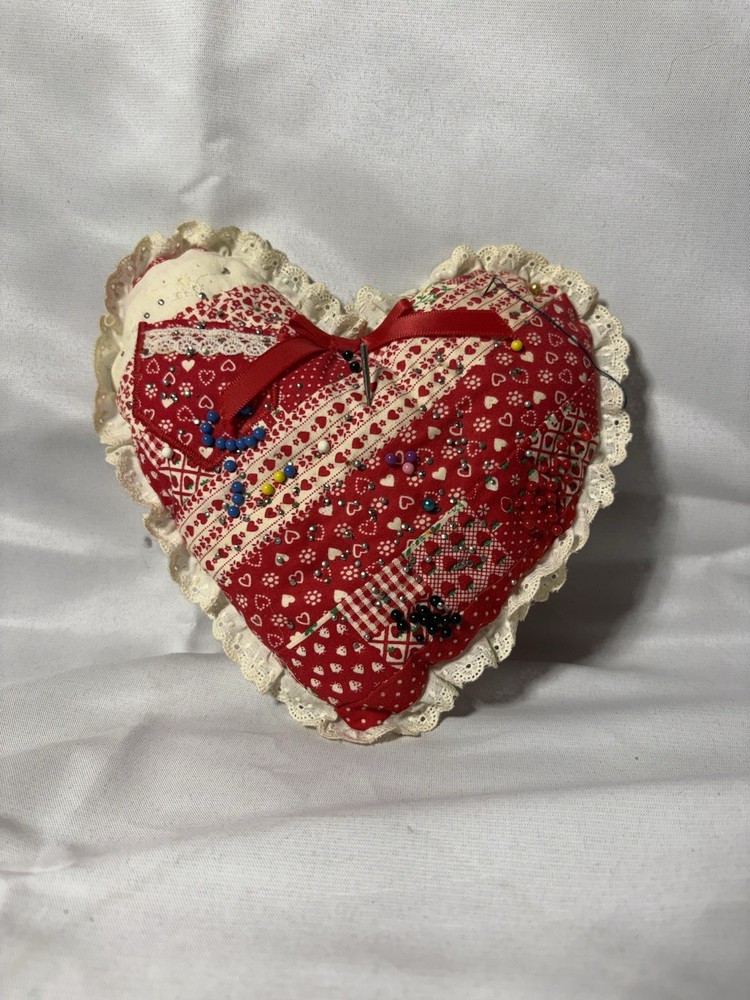 heart-shaped pincushion Handmade Patch Work Print