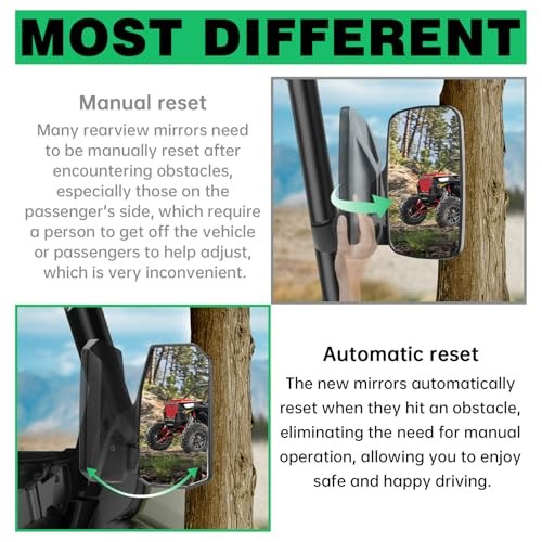 Defender Side Mirrors,The Spring Back Feature Allows Easy Reset After