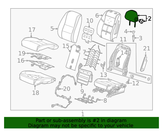 Genuine GM Dark Titanium Front Head Restraint 23111747