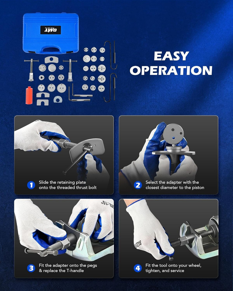 35 Piece Disc Brake Caliper Tool Kit, Heavy Duty Brake Caliper Compression Tool