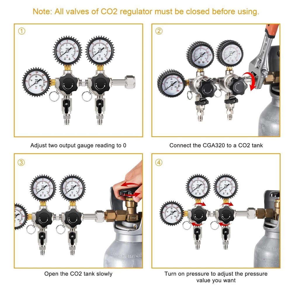 Dual Output Keg Co2 Regulator Beer Regulator, CGA-320 Kegerator Regulator, Tr...