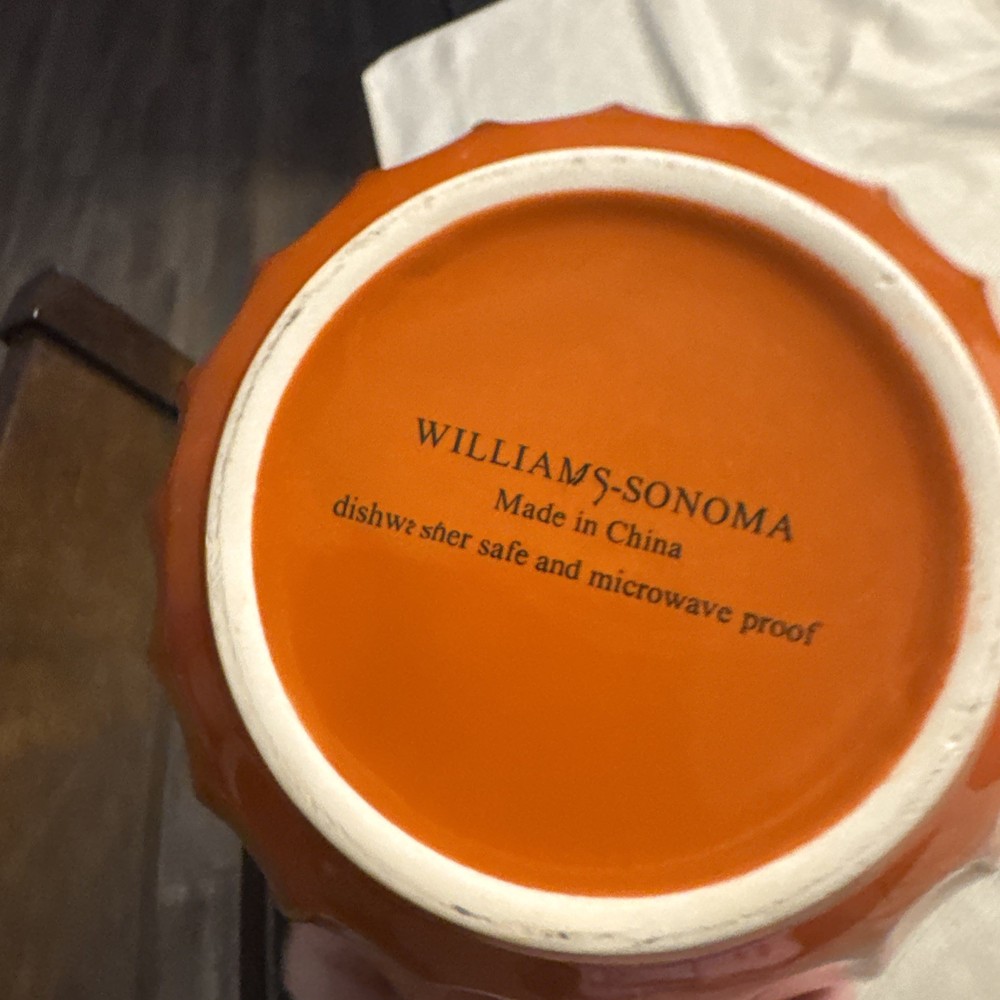 Williams Sonoma Orange Ceramic Mixing Serving Bowl 7 inch