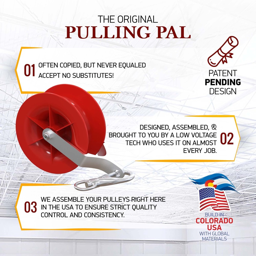 Pulling Pal Low Voltage & Network Cable Installation Pulley. The Cat5e & 6 Coax