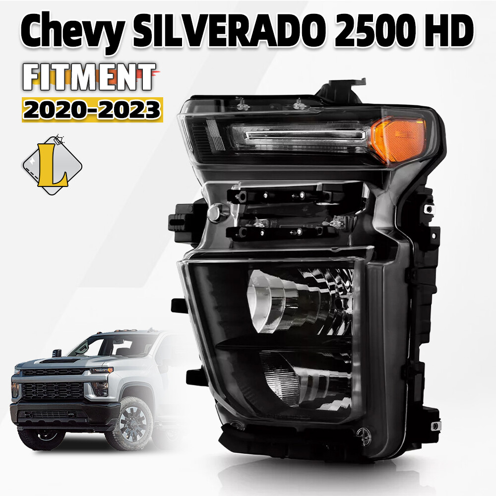 For 2020-2023 Chevy Silverado 2500HD 3500HD Halogen Headlight Driver Side Black