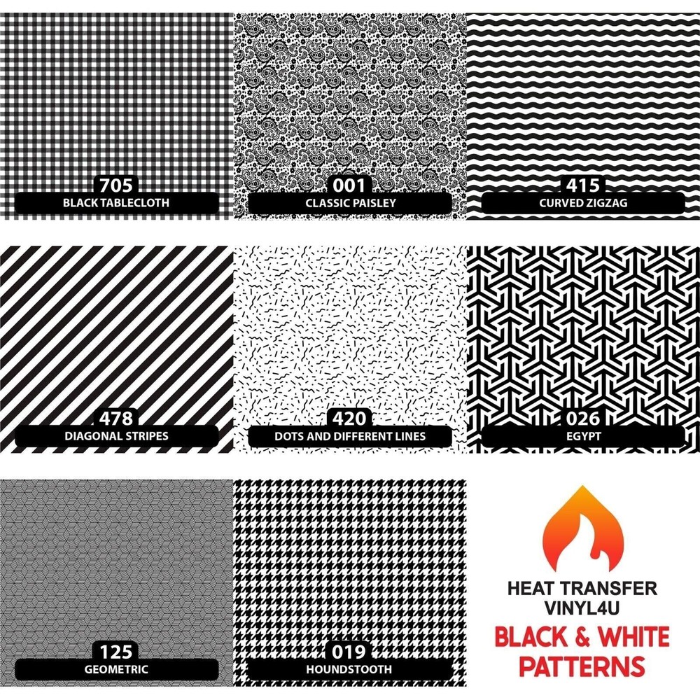 Black & White / Houndstooth Patterned HTV 13.5" ROLL **FREE SHIPPING**