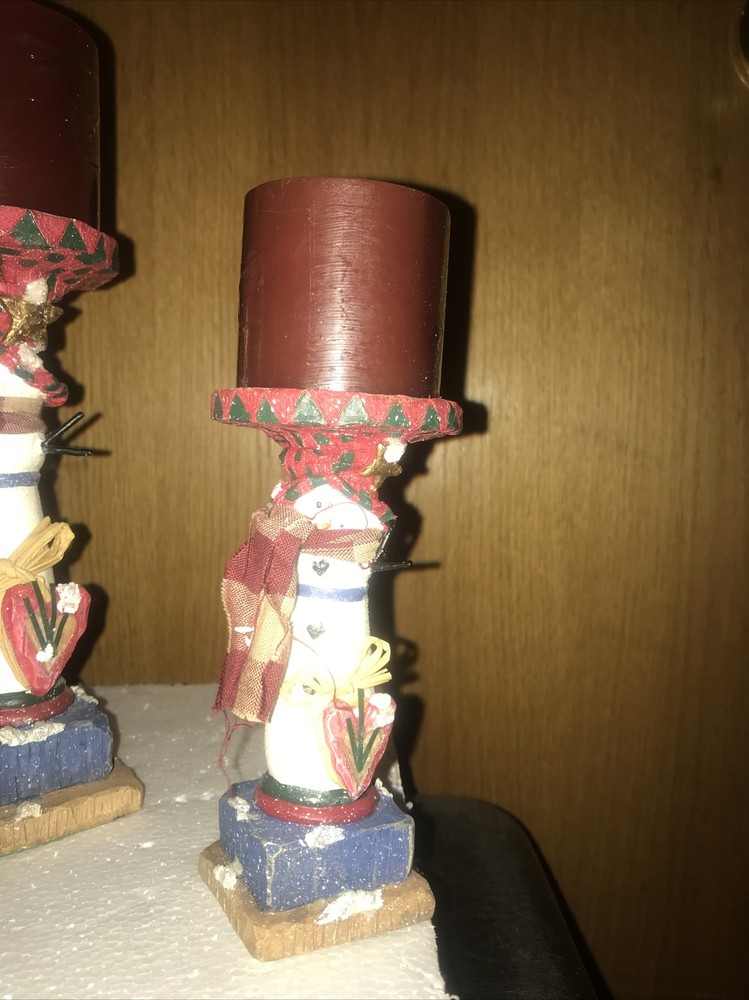 3 Snowman candle pillars w/ candles