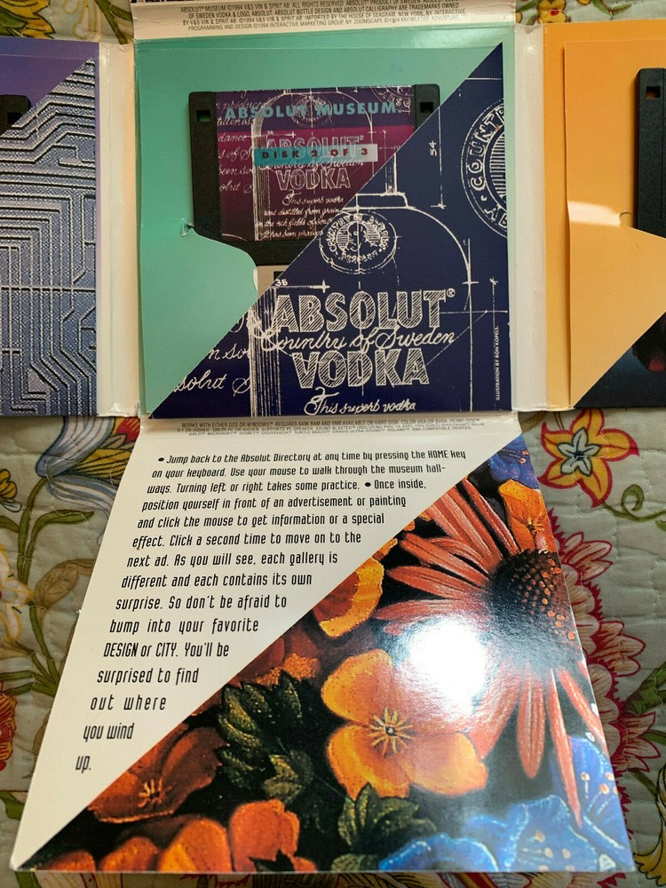 *VINTAGE* 1994 ABSOLUT VODKA MUSEUM Floppy Disk Computer Game