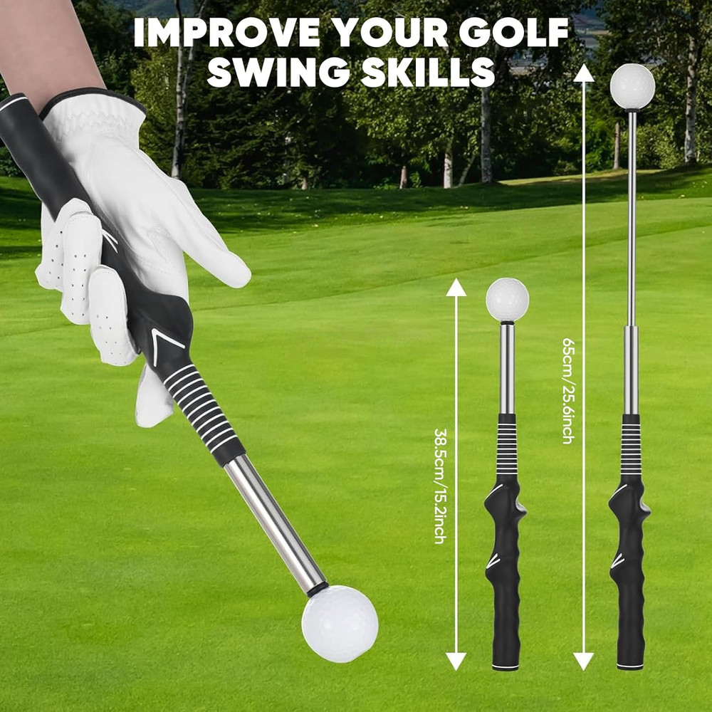 Retractable Golf Swing Training Aid - Audible Click Feedback Stick & Form Arm Ba