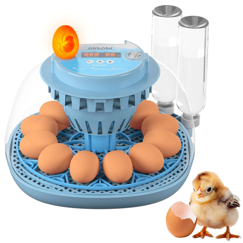 12-Egg Automatic Incubator with Humidity Control and 360° Viewing Window