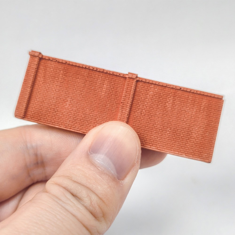 N Scale Brick Wall Set 2PCS Modular Red Fence Diorama Building Scenery
