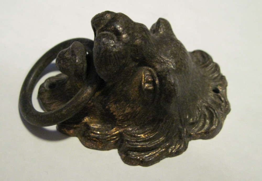 Vintage Cast Iron Lion head pulls with rings - pair