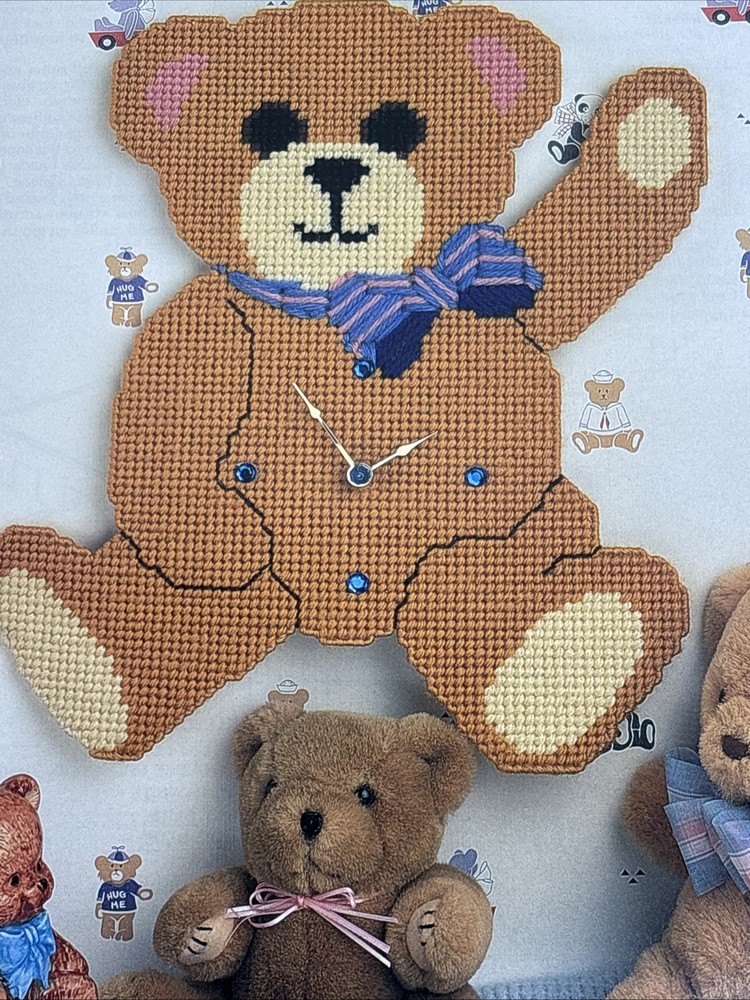 Teddy Bear Clock Annie's Attic Plastic Canvas Pattern Page