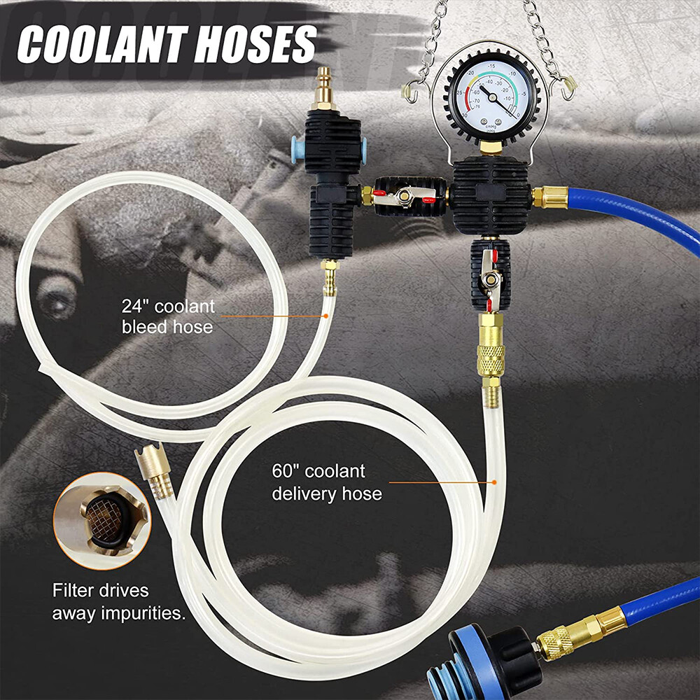 Universal Radiator Pressure Tester Vacuum Type Cooling System Refill Tool Set