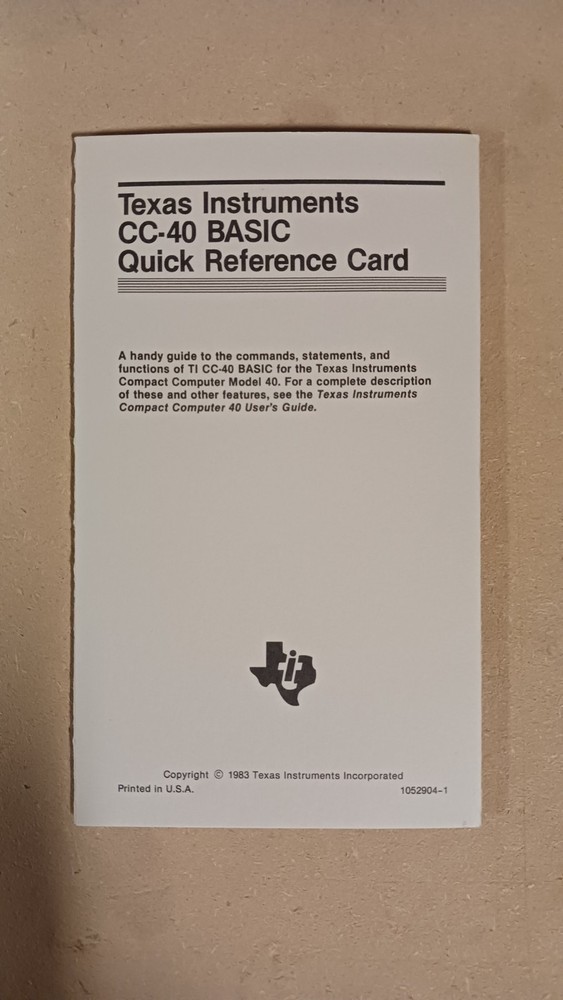 Texas Instruments Compact Computer 40 User's Guide