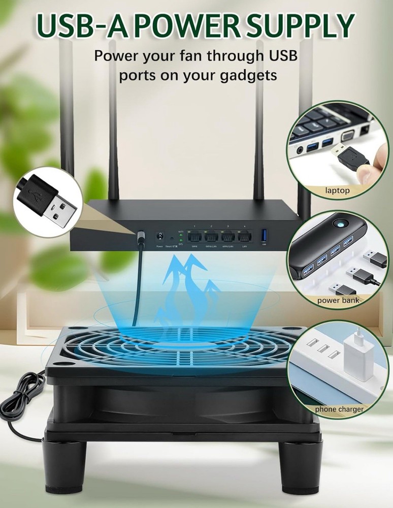 USB 120mm Computer Cooling Fan 5v 3 Speed Controller Quiet Cooling for Router...