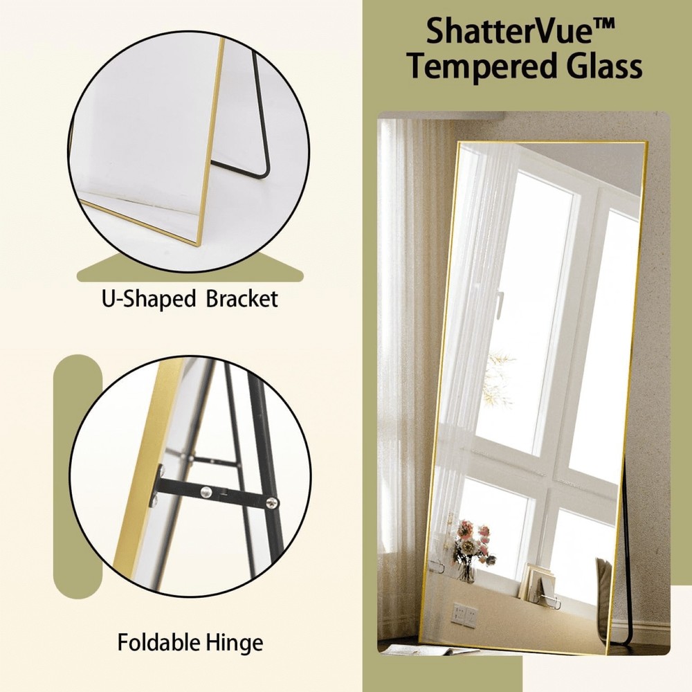 56"x21.2" Full Length Floor Mirror Rectangular Freestanding Leaning Wall-Mounted