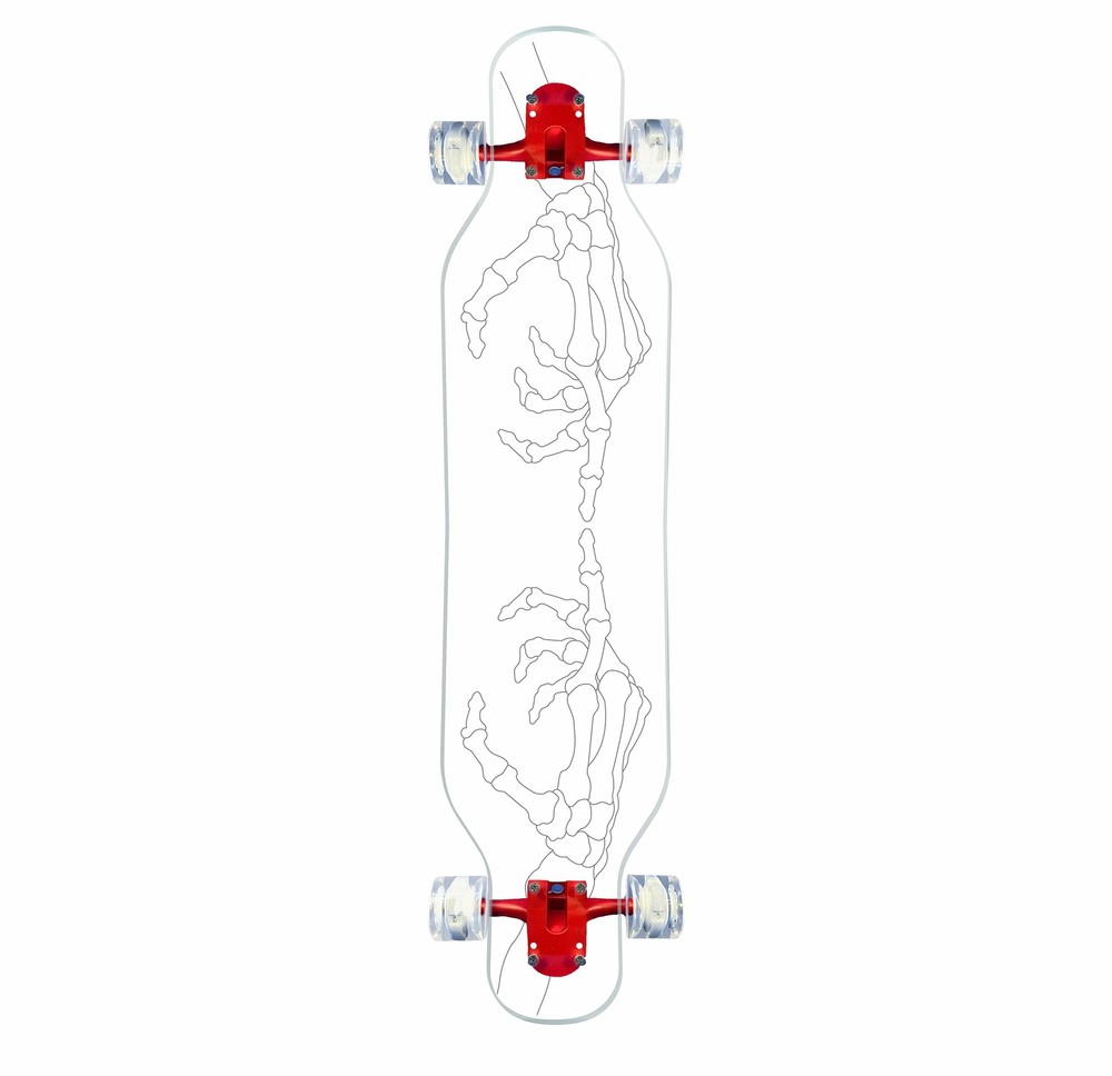 40" Ghost Platypus Longboard with Skeleton Fingers Design