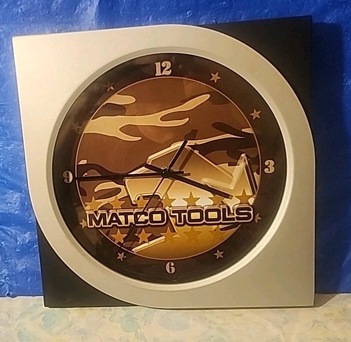 Matco Tools Silver Black Wall Clock Camo Vg. Ship Quickly