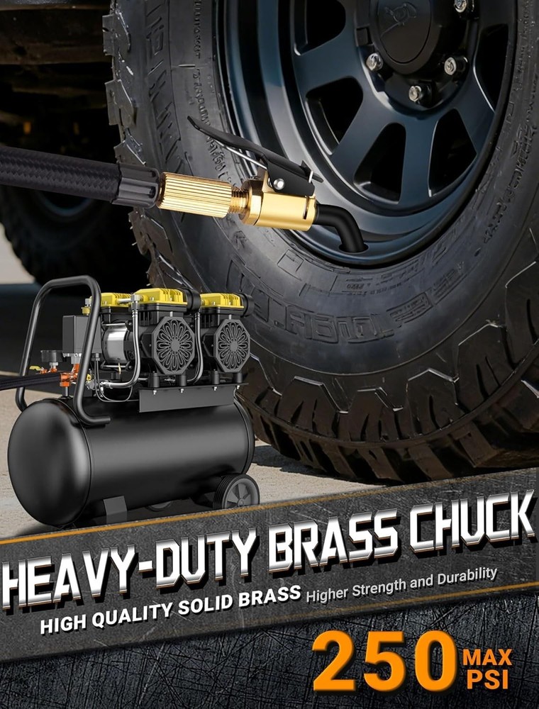 Durable Brass Quick Connect Air Chuck - Leak-Proof & Portable for Emergencies