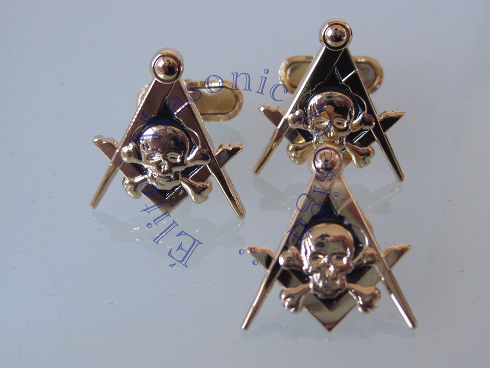 Masonic Skull 💀 Cufflinks & lapel pin Gold Plated