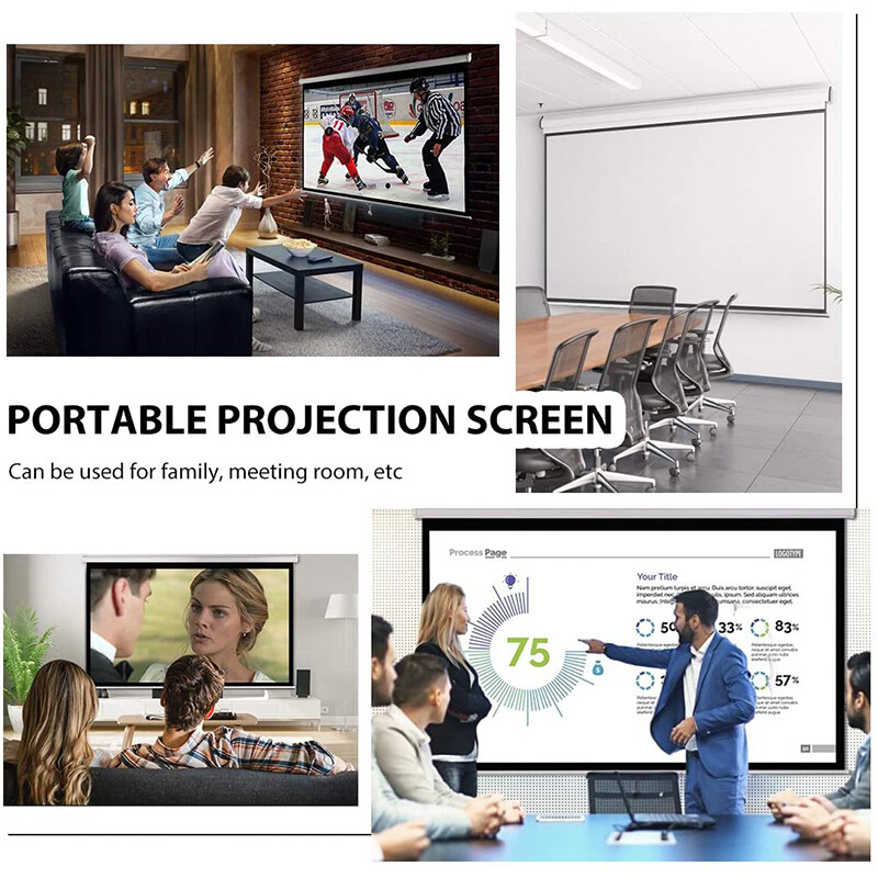 100" Diagonal 16:9 Projection Projector Screen HD Manual Pull Down Home Theater
