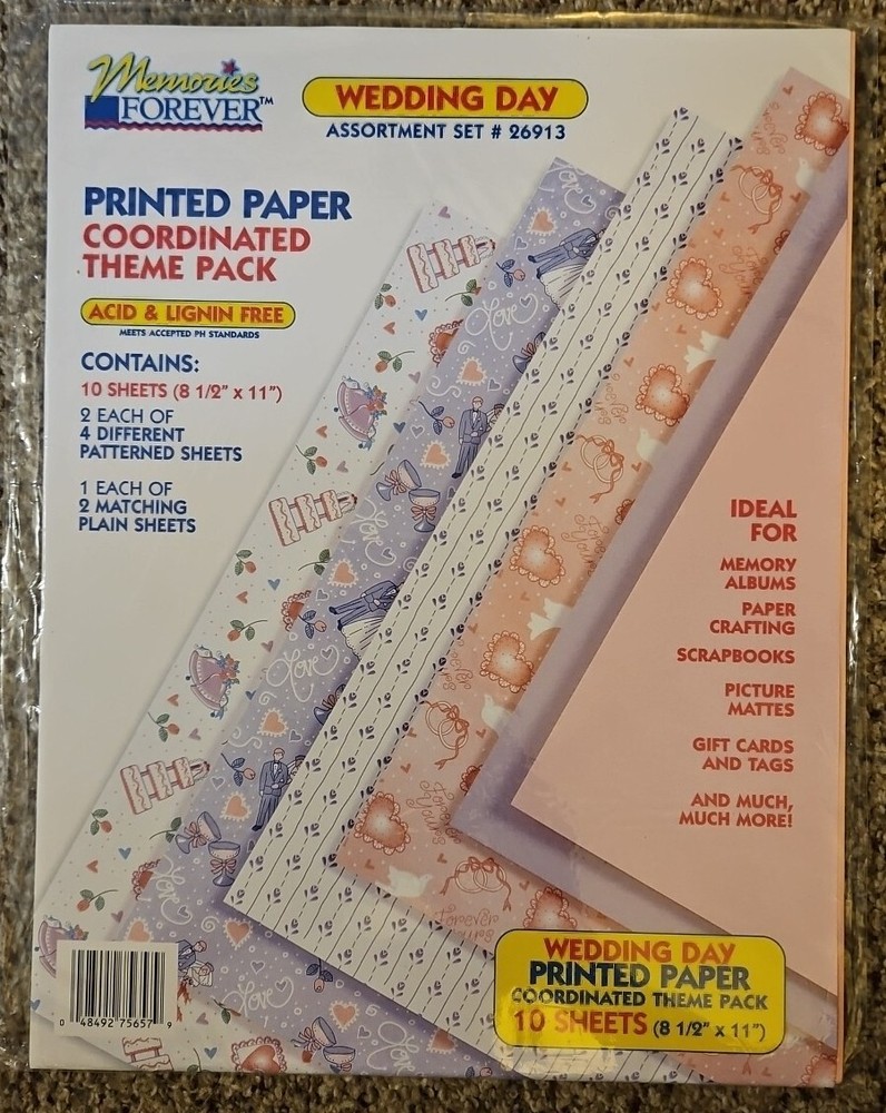 Memories Forever Printed Paper Coordinated Theme Pack Wedding Day NIP