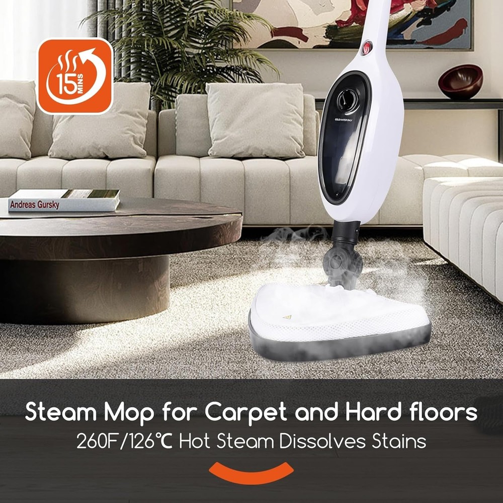 Steam Mop Floor Cleaner with Attachments Lightweight Fast Heating for Kitchen...
