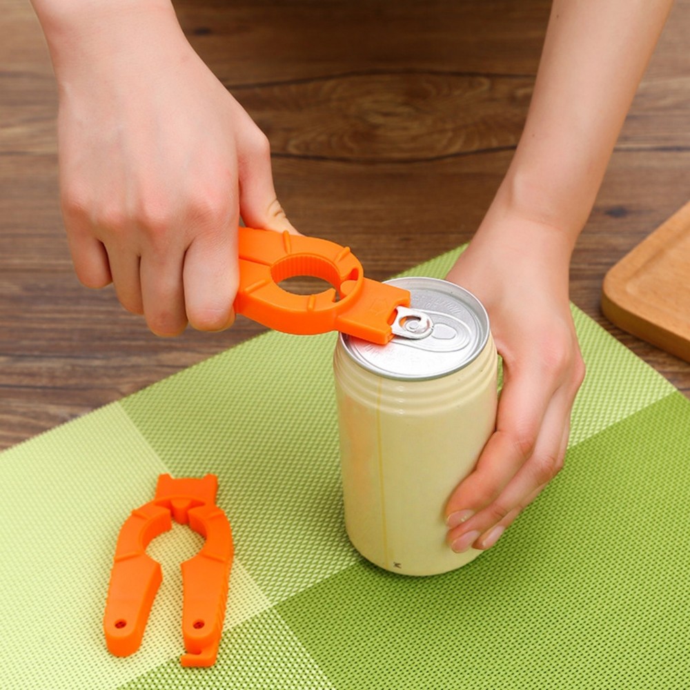 Plastic Bottle Opener 3-in-1 Multifunctional Weak Hand Use Tool (Orange)