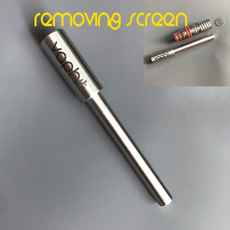 Vaphit ss rod (load/remove screen) with silicone heatproof protector and brush
